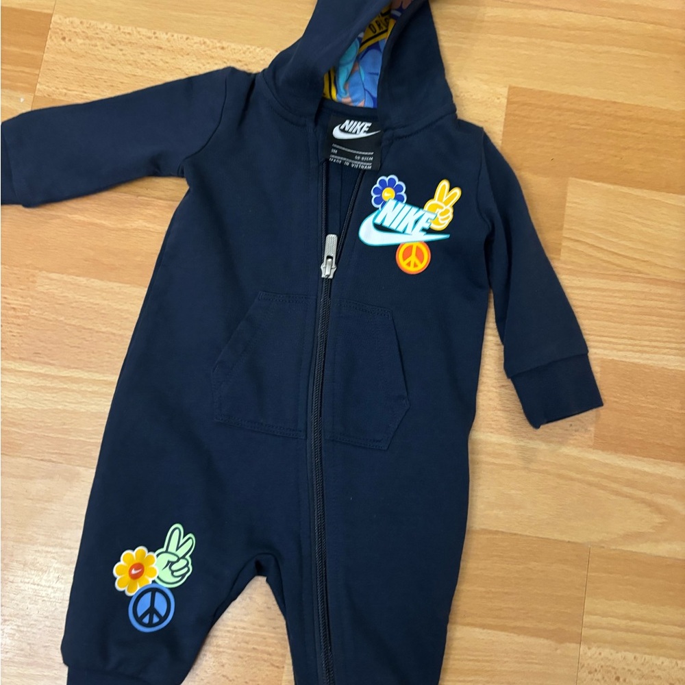 Nike Navy Kids Footie with Fun Patches